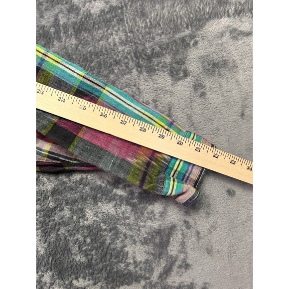 Vintage Bugle Boy Button Down Shirt Mens Medium 90s Grunge Plaid Cotton - Picture 5 of 6